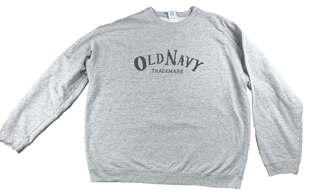 Vintage Old Navy Trademark Sweatshirt Mens XL Gray Crewneck Spellout Distressed